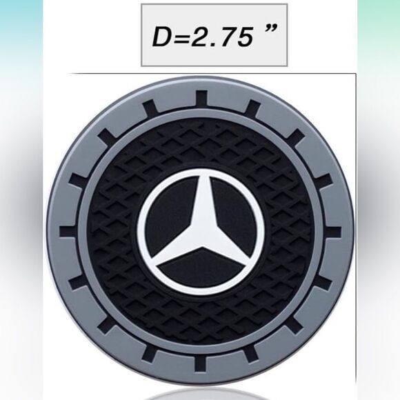 Mercedes logo cup Coasters in black and gray Set of 2 NWT - Picture 5 of 9